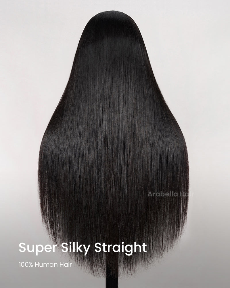 3 In 1 Half Wig | Silky Straight Natural Black Half Wig Beginner-Friendly Human Hair Wigs