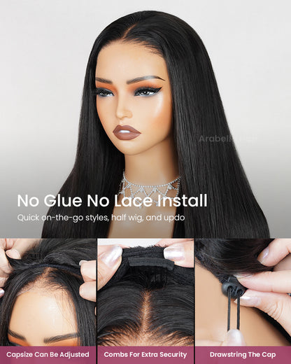 3 In 1 Half Wig | Silky Straight Natural Black Half Wig Beginner-Friendly Human Hair Wigs