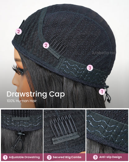 3 In 1 Half Wig | Special Jerry Curl Natural Black With Drawstring Cap No Glue Needed Human Hair Wigs