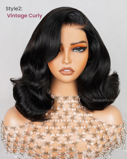 Layered Short Bob 6x5 Pre-Cut Lace Celebrity Style C Part Human Hair Wig
