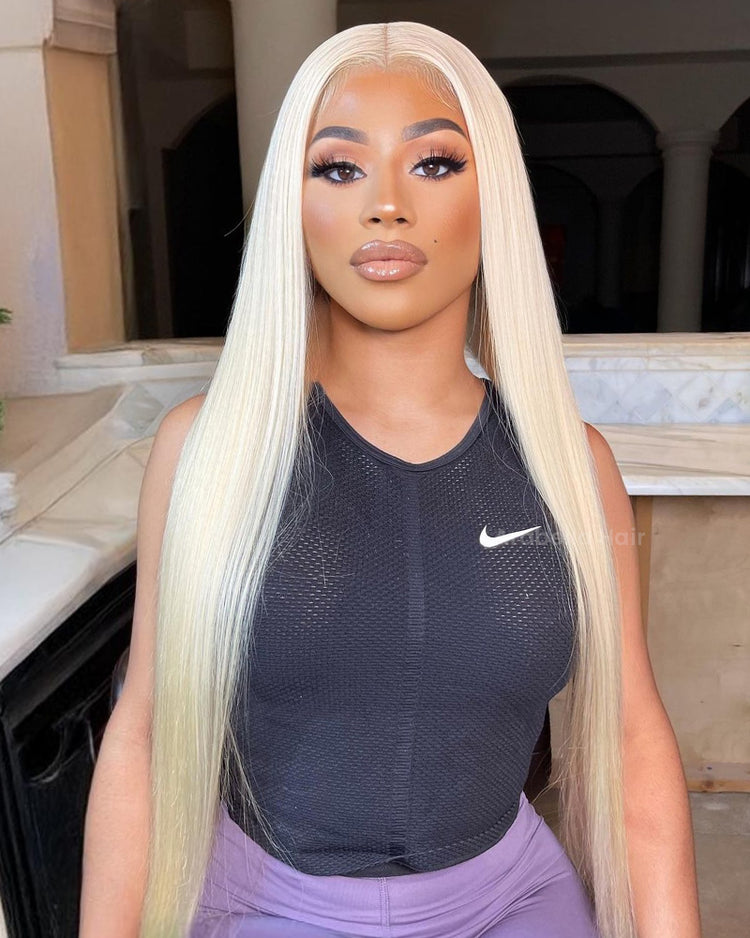 Arabella 6x5 invisible knots Glueless 613 Blonde Silky Straight Wig Pre-cut Lace Beginner Friendly