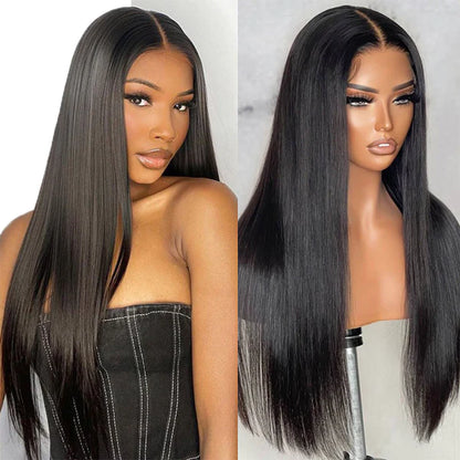 Glueless 6x5 Pre-Cut Lace Closure Straight Easy-Wear Upgrade HD Lace Natural Black Human Hair Wig Beginner-Friendly