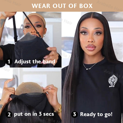 5x5 Lace Closure Wigs Real Glueless Wig Body Wave Pre-Plucked/Pre-Bleached Natual Black Human Hair Wig