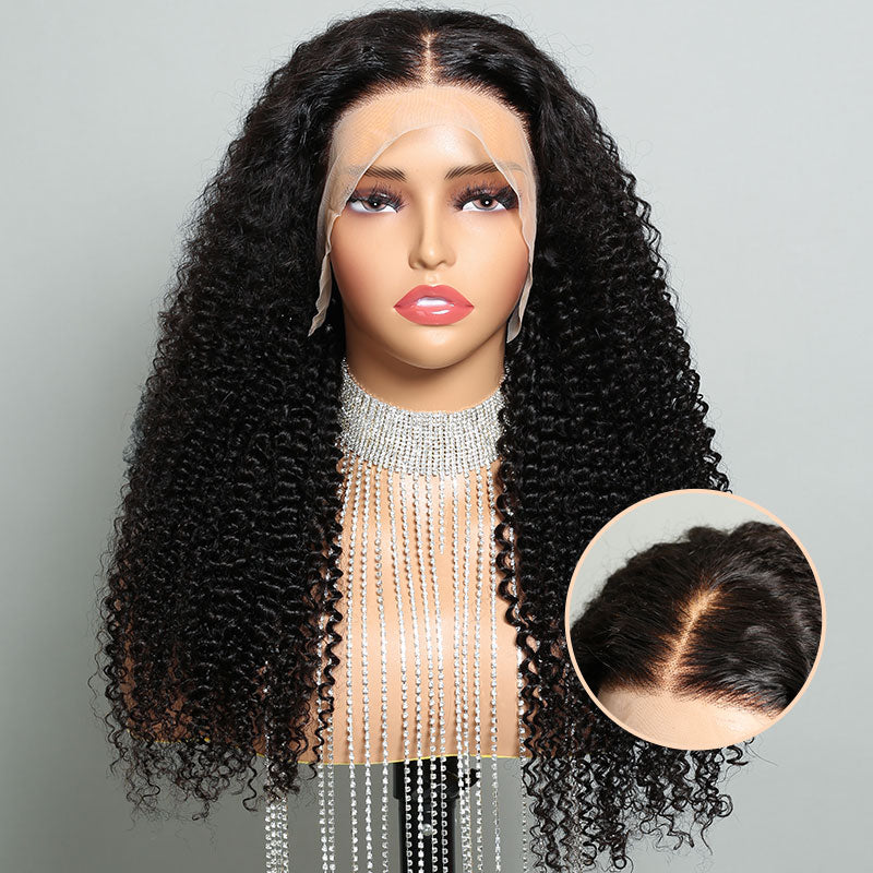 15A 13x4 Lace Front Afro Curly Bleached Knots Natural Black Human Hair Wigs