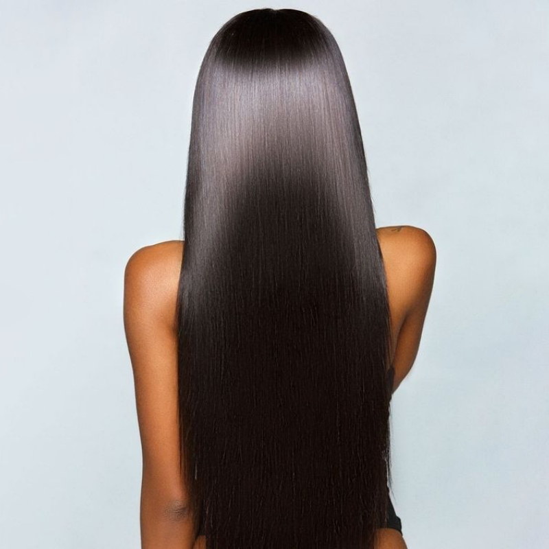 {ARABELLA LUXURY} 6x5 Pre-Cut Glueless Lace 36 Inches Long Length Easy-Wear Straight Natural Black Human Hair Wig