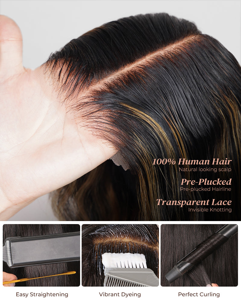 Balayage Color Loose Wave Wig Glueless Pre-Cut 6x5 Lace Human Hair Wig