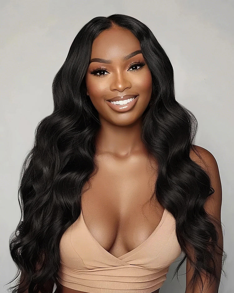 Arabella 13x4 Frontal Lace Body Wave/Silky Straight Wig Invisible Knots Natural Black Realistic Hairline