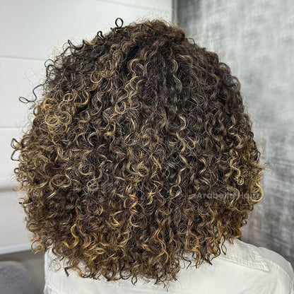 【Bogo Sale】Balayage Highlight Colored Water Wave Curly Bob Human Hair Wig