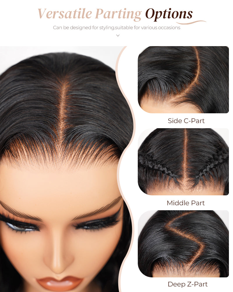 Glueless Natural Black Wavy Blowout 6x5 Pre-Cut Lace Human Hair Wigs