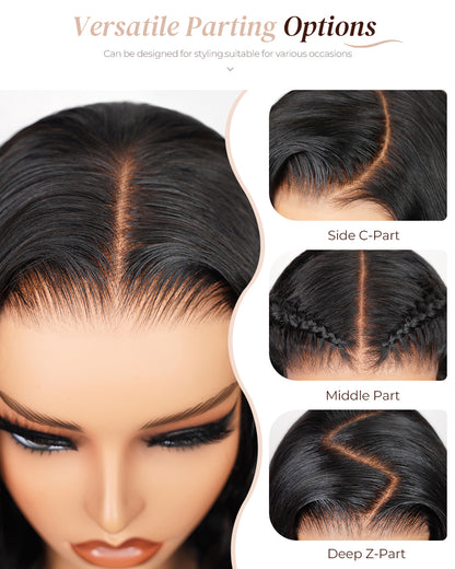 Glueless Natural Black Wavy Blowout 6x5 Pre-Cut Lace Human Hair Wigs