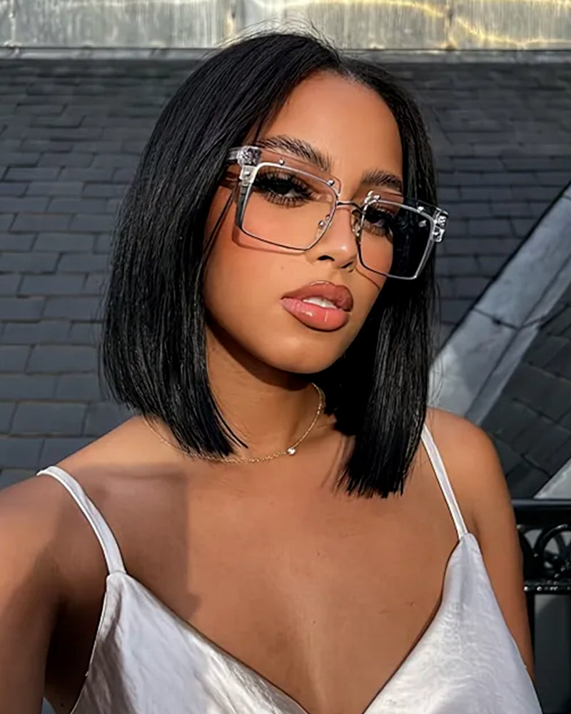 Arabella 6x5 invisible knots Glueless Straight Bob Wig Pre-cut Lace Natural Black Beginner Friendly