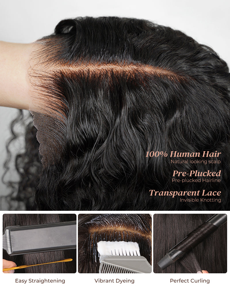 【Bogo Sale】Deep Curly Natural Black Bob Wig Pre-Cut 6x5/6x6 Lace Human Hair Wig