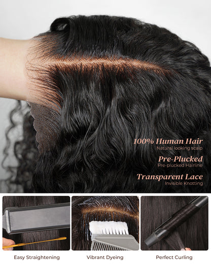 【Bogo Sale】Deep Curly Natural Black Bob Wig Pre-Cut 6x5/6x6 Lace Human Hair Wig