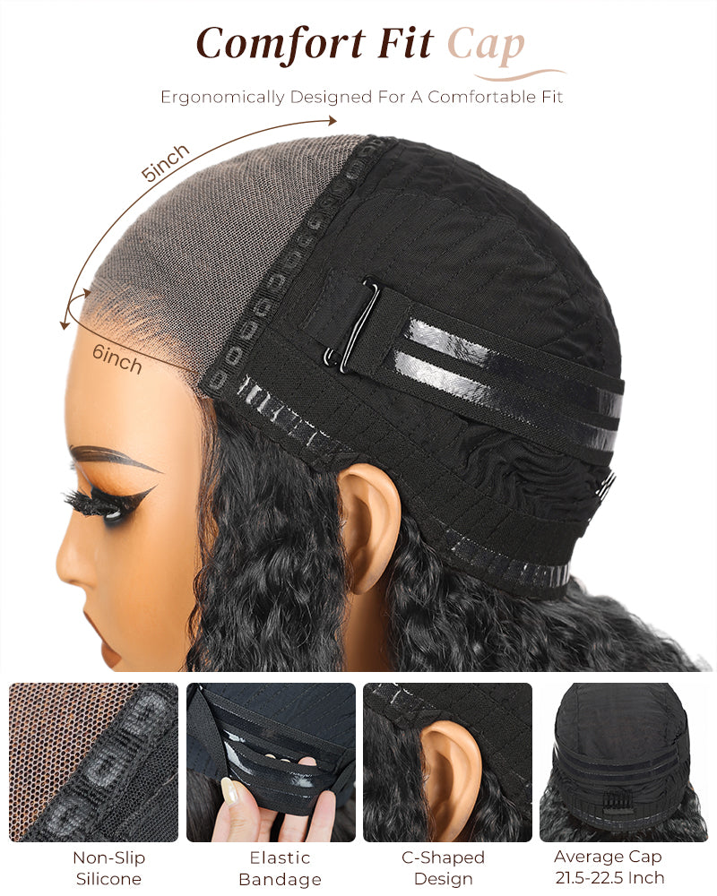 【Bogo Sale】Deep Curly Natural Black Bob Wig Pre-Cut 6x5/6x6 Lace Human Hair Wig