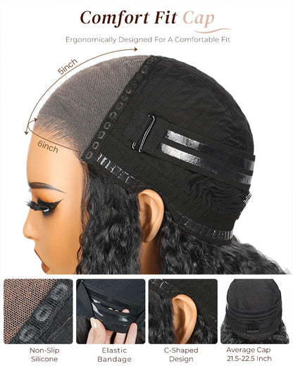 【Bogo Sale】Deep Curly Natural Black Bob Wig Pre-Cut 6x5/6x6 Lace Human Hair Wig