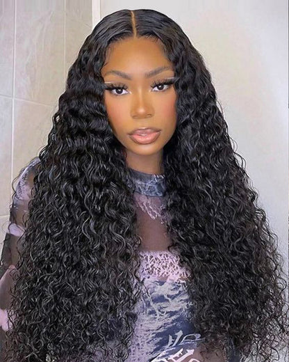 【Bogo Sale】Water Wave Natural Black T-Part Lace Front Human Hair Wigs