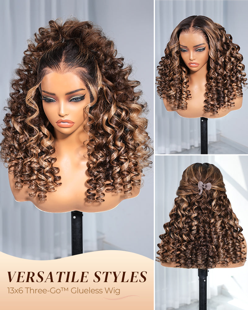 Arabella 13x6 Three-Go™ Ombre Highlight Honey Blonde Glueless Wig Body Wave With Drawstring 100% Human Hair Wig