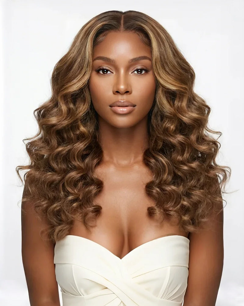 【VIP Offer】Arabella 13x6 Three-Go™ Ombre Highlight Honey Blonde Glueless Wig Wand Curl With Drawstring 100% Human Hair Wig