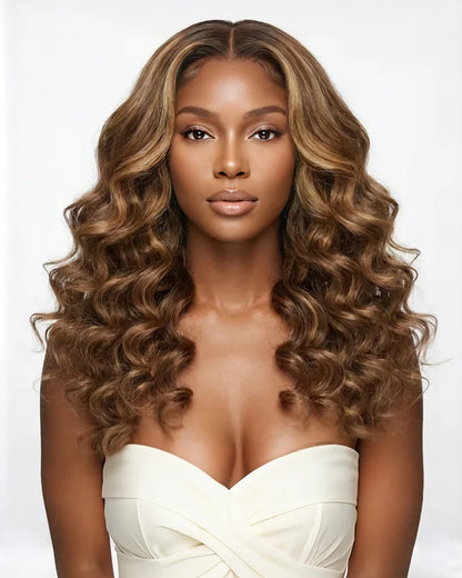 【VIP Offer】Arabella 13x6 Three-Go™ Ombre Highlight Honey Blonde Glueless Wig Wand Curl With Drawstring 100% Human Hair Wig