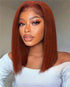 Woman Wearing Reddish Brown Short Bob Wig