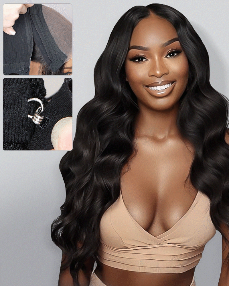 [VIP EXCLUSIVE] ZIP &amp; Mix-All Wigs | Body Wave Natural Black Glueless 6x5 Pre-Cut Lace Wig With Optional Replaceable Tops