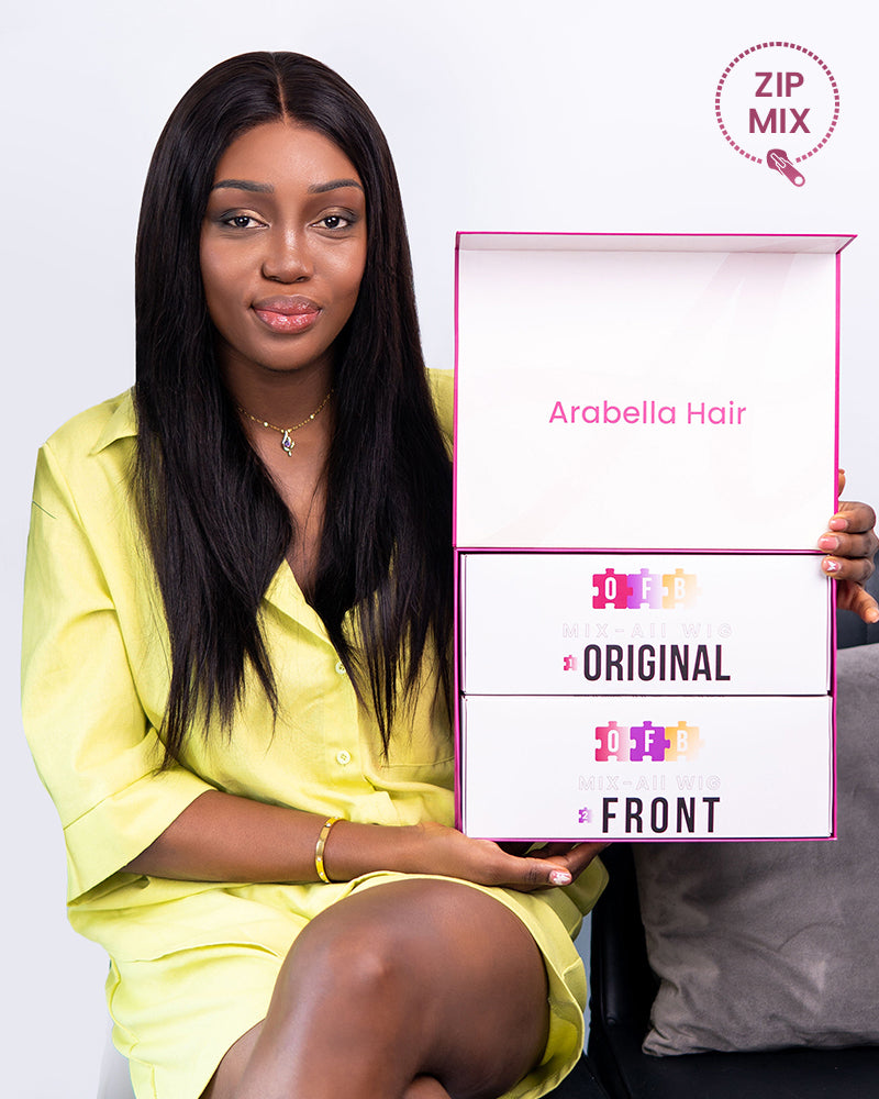 ZIP &amp; Mix-All Wigs | Arabella Straight Natural Black Glueless 6x5 Pre-Cut Lace Wig With Optional Replaceable Tops