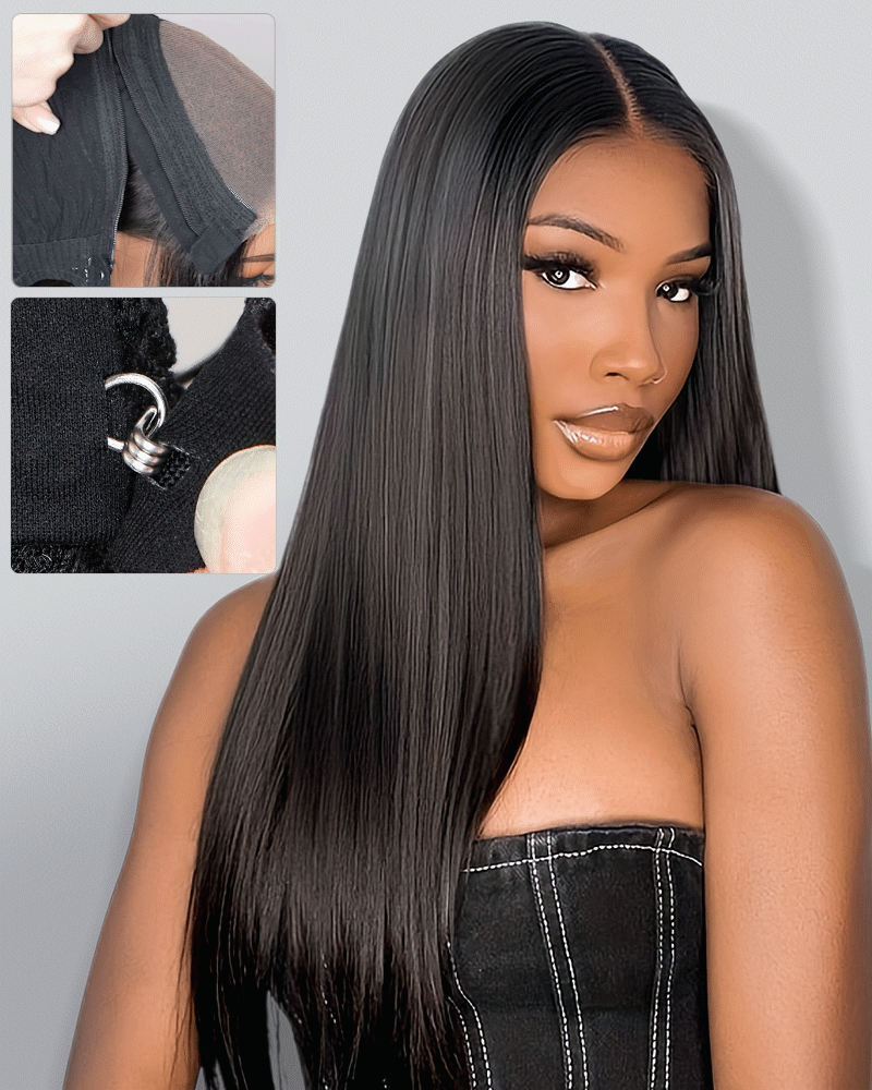 [VIP EXCLUSIVE] ZIP &amp; Mix-All Wigs | Straight Natural Black Glueless 6x5 Pre-Cut Lace Wig With Optional Replaceable Tops