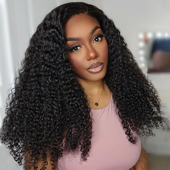 Pre-Cut 13x4 Glueless Lace Front Jerry Curly Easy-Wear Upgrade HD Lace Natural Black Human Hair Wig Beginner-Friendly