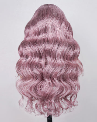 Arabella 13x6 Lace Ash Purple Wavy Wigs Back