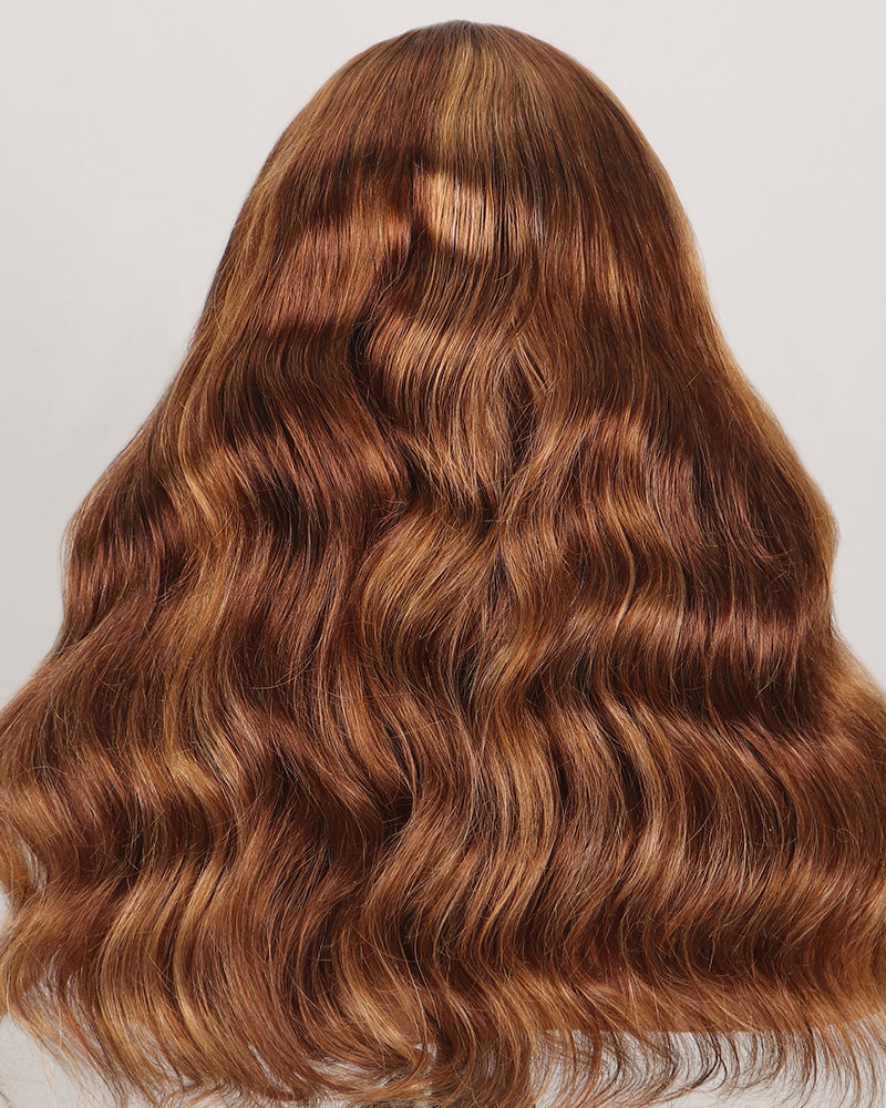 Honey Blonde Piano Highlight Color Glueless Pre-cut 6x5 Lace Body Wave Human Hair Wigs