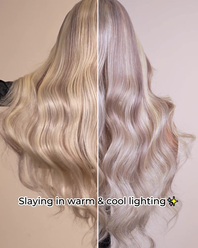 Pure-Luxe™ Blonde Highlights Light Color P10/613 Blowout In Wavy Pre-Cut 13x6 Lace Ultra-Dense Glueless Human Hair Wig