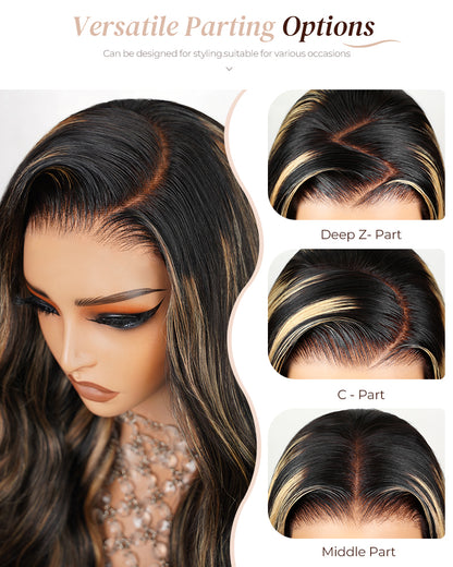 Balayage Highlight Colored Natural Loose Wave Pre-Cut 6x5 Lace Pre-Plucked Mini Knots Glueless Human Hair Wigs
