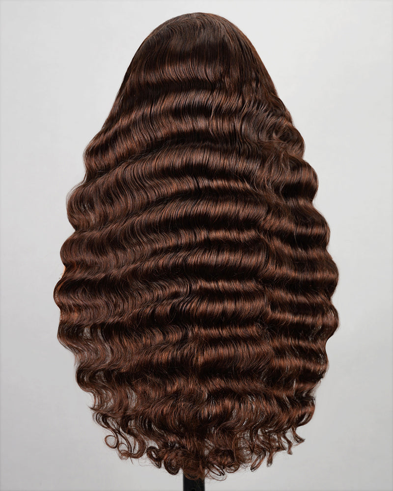 Dark Brown Colored Natural Loose Wave Pre-Cut 6x5 Lace Pre-Plucked Glueless Human Hair Wigs