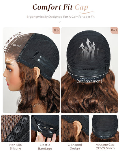 Dark Brown Colored Natural Loose Wave Pre-Cut 6x5 Lace Pre-Plucked Glueless Human Hair Wigs