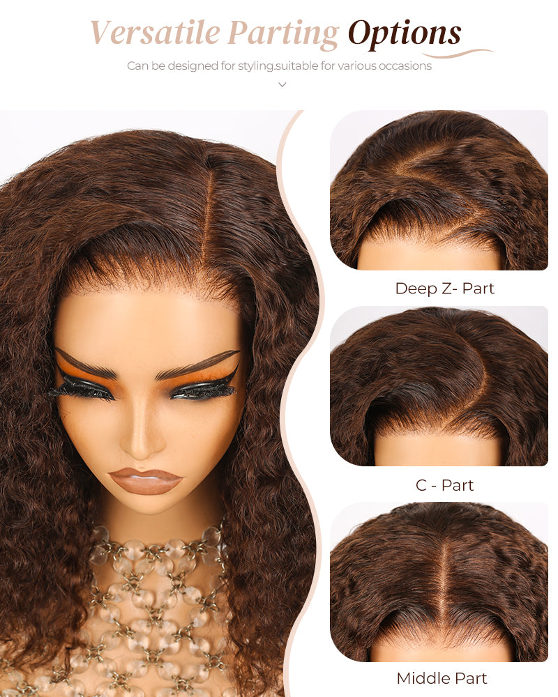 Dark Brown Colored Deep Curly Bob Wig Pre-Cut 6x5 Lace Pre-Plucked Glueless Human Hair Wigs