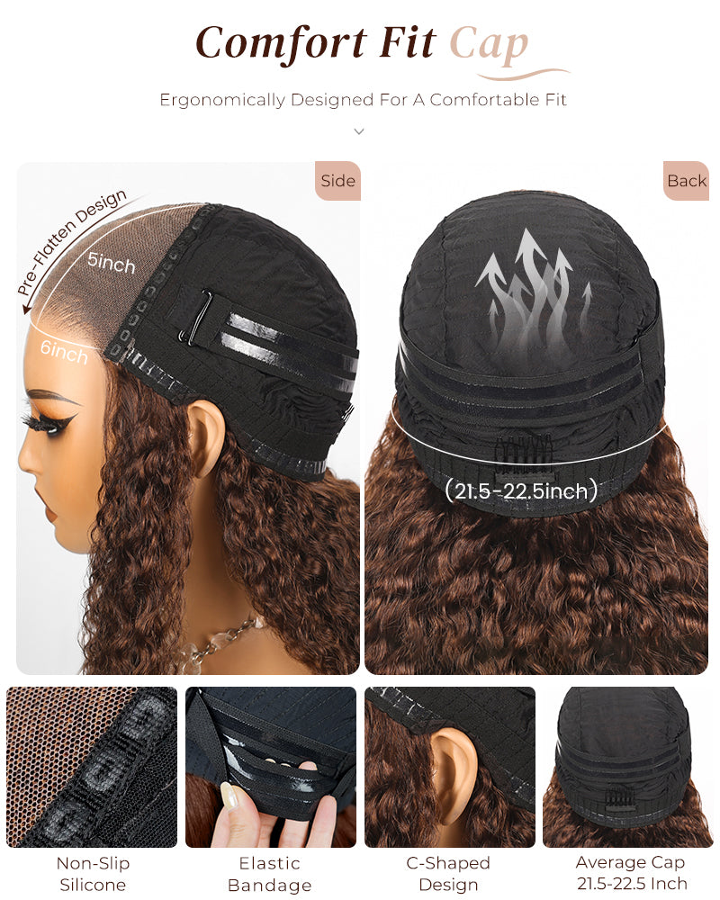 Dark Brown Colored Deep Curly Bob Wig Pre-Cut 6x5 Lace Pre-Plucked Glueless Human Hair Wigs