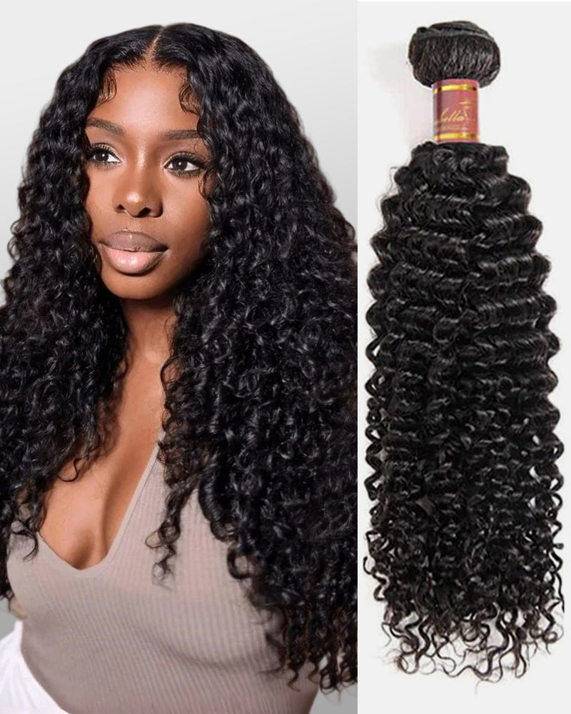 {12A 1Pc} Jerry Curly Unprocessed Virgin Brazilian 1 Piece 12A Grade Hair Bundle Human Hair Extensions