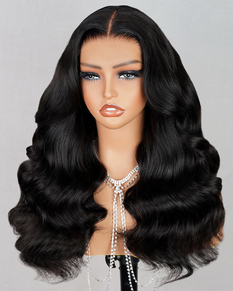 Limited Design Loose Body Wave Glueless 6x5 Pre-Cut Lace Natural Black Human Hair Wigs