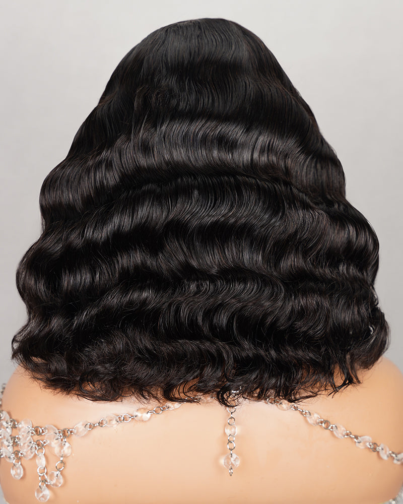 Natural Black Pre-Cut 6x5 Lace Natural Loose Wave Pre-Bleached Knots Glueless Human Hair Wigs