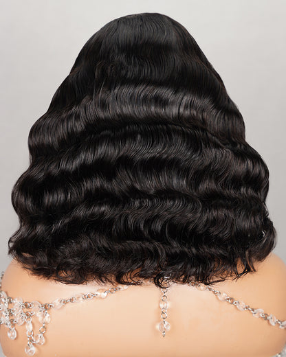 Natural Black Pre-Cut 6x5 Lace Natural Loose Wave Pre-Bleached Knots Glueless Human Hair Wigs