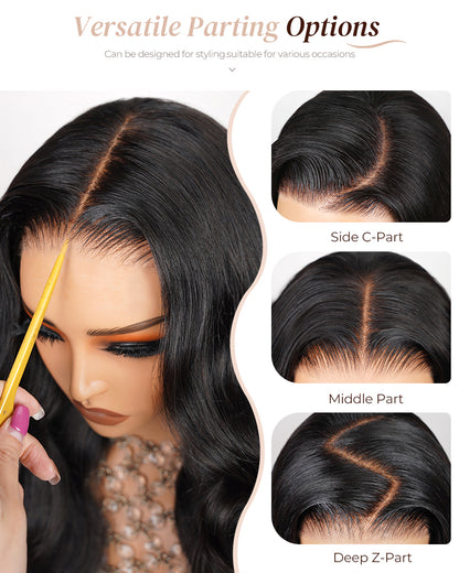 Natural Black Pre-Cut 6x5 Lace Natural Loose Wave Pre-Bleached Knots Glueless Human Hair Wigs