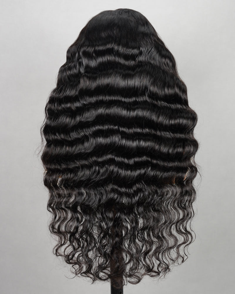 Natural Black Pre-Cut 6x5 Lace Natural Loose Wave Pre-Bleached Knots Glueless Human Hair Wigs