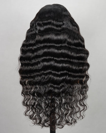Natural Black Pre-Cut 6x5 Lace Natural Loose Wave Pre-Bleached Knots Glueless Human Hair Wigs