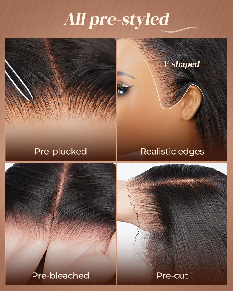Pure-Luxe™ Silky Straight Natural Black/Brown Colored Pre-Cut Glueless 13x6 Lace 200%/250% Ultra-Dense Human Hair Wig