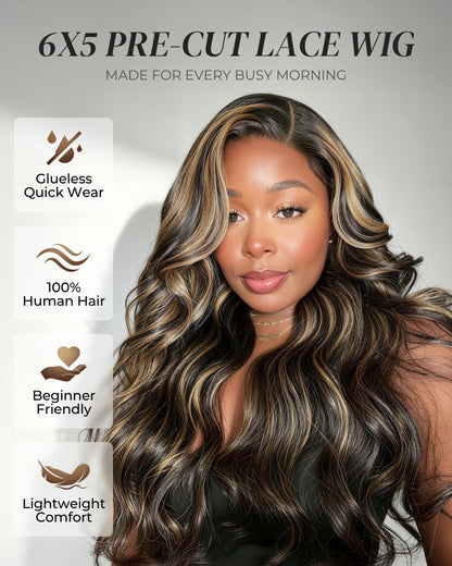 arabella_6x5_Pre-Cut_Lace_Front_Wig_Balayage_Highlight_Body_Wave_Glueless_Human_Hair_Wig_for_Beginners