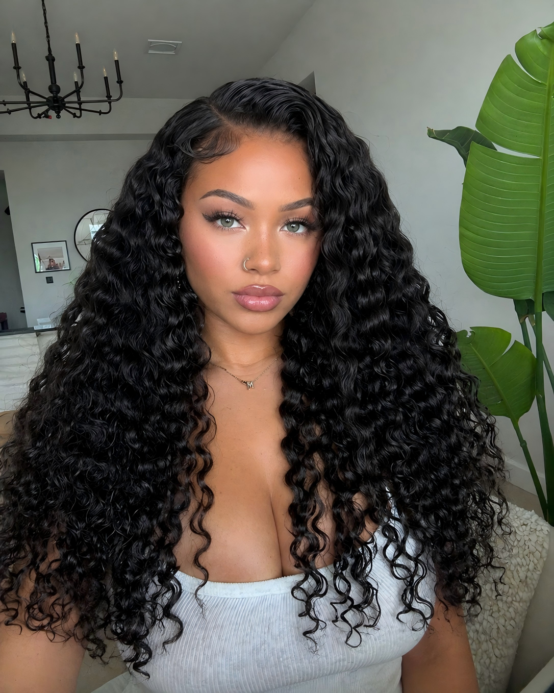 $300-$150 | Arabella 6x5 Invisible Knots Glueless Lace Deep Wave Wig Pre-cut Lace Natural Black Beginner Friendly