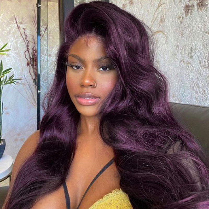 Human hair wig New Arrival Dark Purple Plum Color Wigs Body Wave 5x5/13x4 Transparent Lace Frontal Wigs Human Hair Wigs Preplucked - arabellahair.com