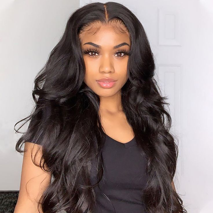 18&quot; 5x5 Glueless Lace Body Wave Wig Natural Black Human Hair Wigs