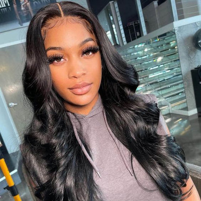 18&quot; 5x5 Glueless Lace Body Wave Wig Natural Black Human Hair Wigs
