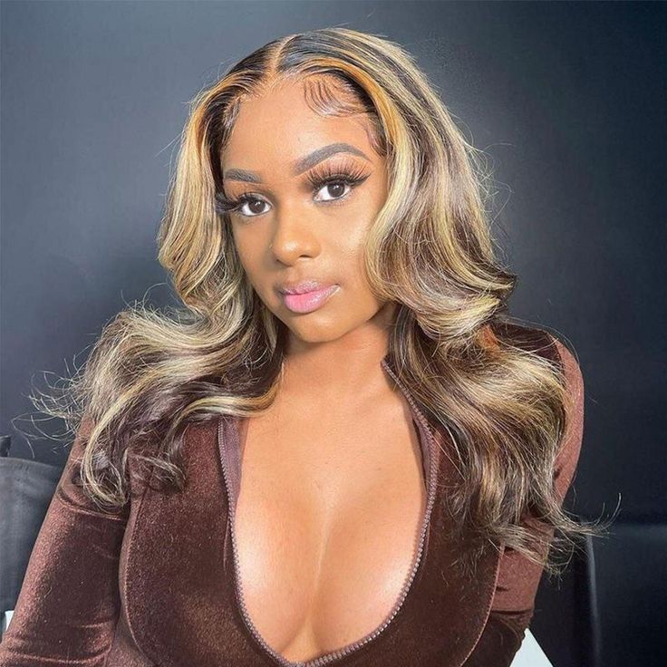 Bogo Sale | Balayage Color+Piano Highlight-Body Wave-16inches-13x4 Lace